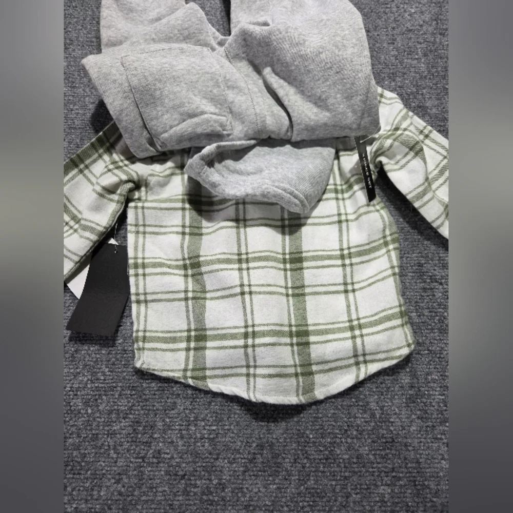 DKNY 2 Piece Toddler Set 2T Plaid Shirt Gray Jogger‎ Pants NWT